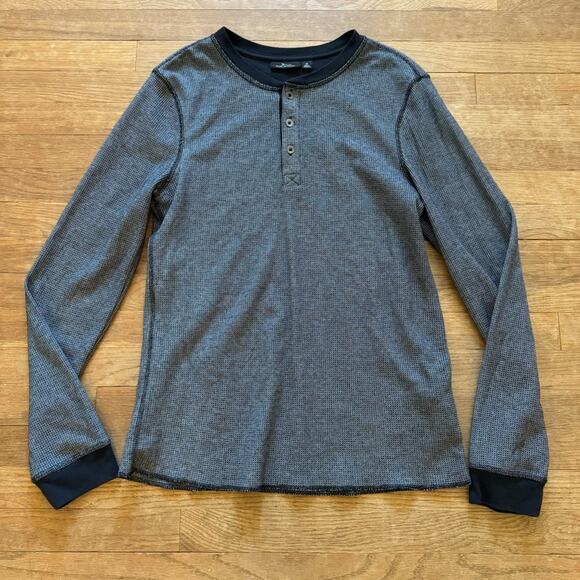 Mark Anthony black gray long sleeve Henley thermal shirt top size medium M
 b15 - Picture 1 of 4